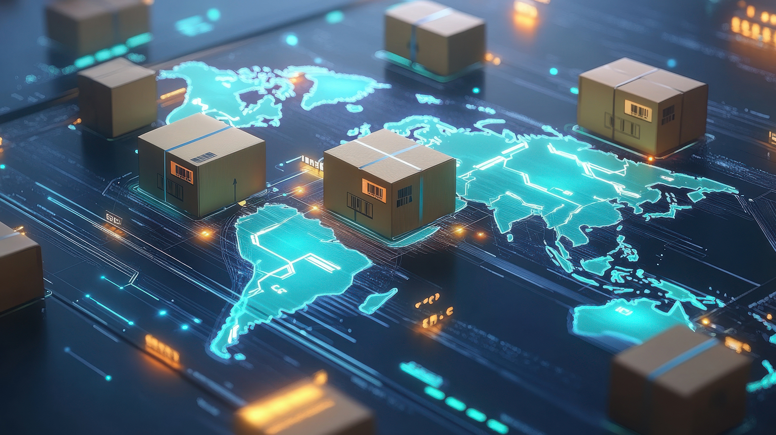 Hero image depicting transportation logistics around the globe