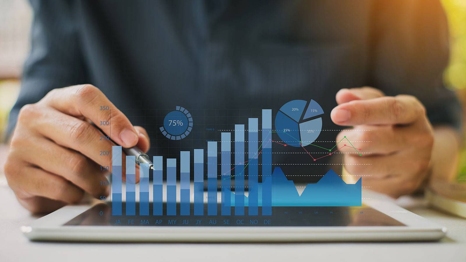Picture of someone working with digital graphs