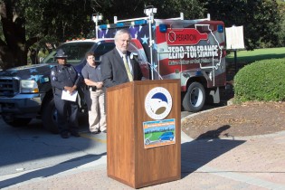 Georgia Southern President Brooks A. Keel, Ph.D., welcomed the Governor's Office of Highway Safety to campus during a Thursday news conference. 