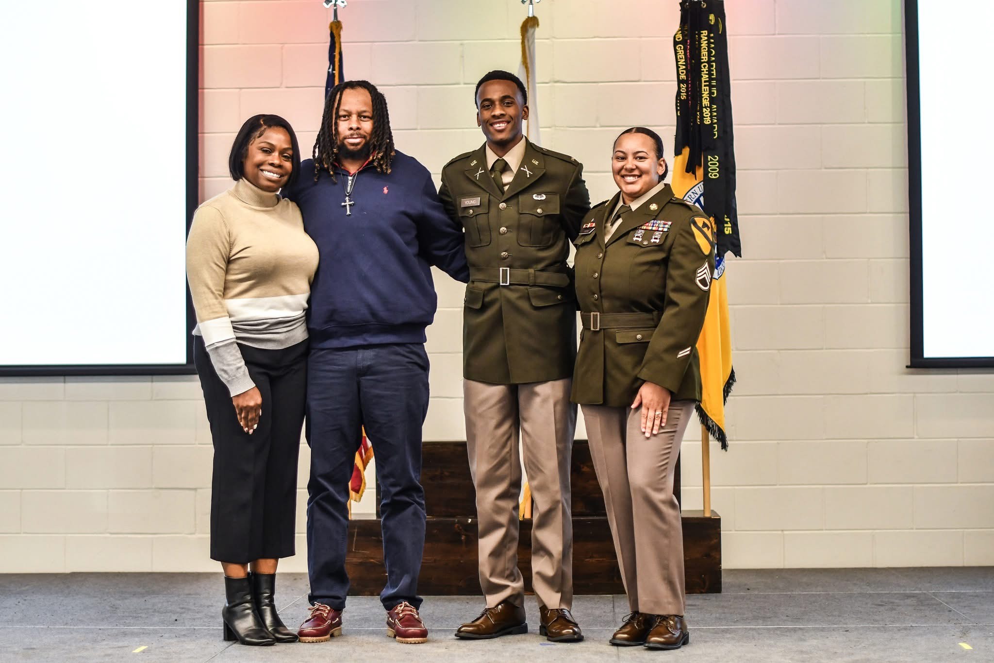 Jaden Young with his family, mom Alisha Potter, dad Terrance Potter and sister-in-law Tracey Young.