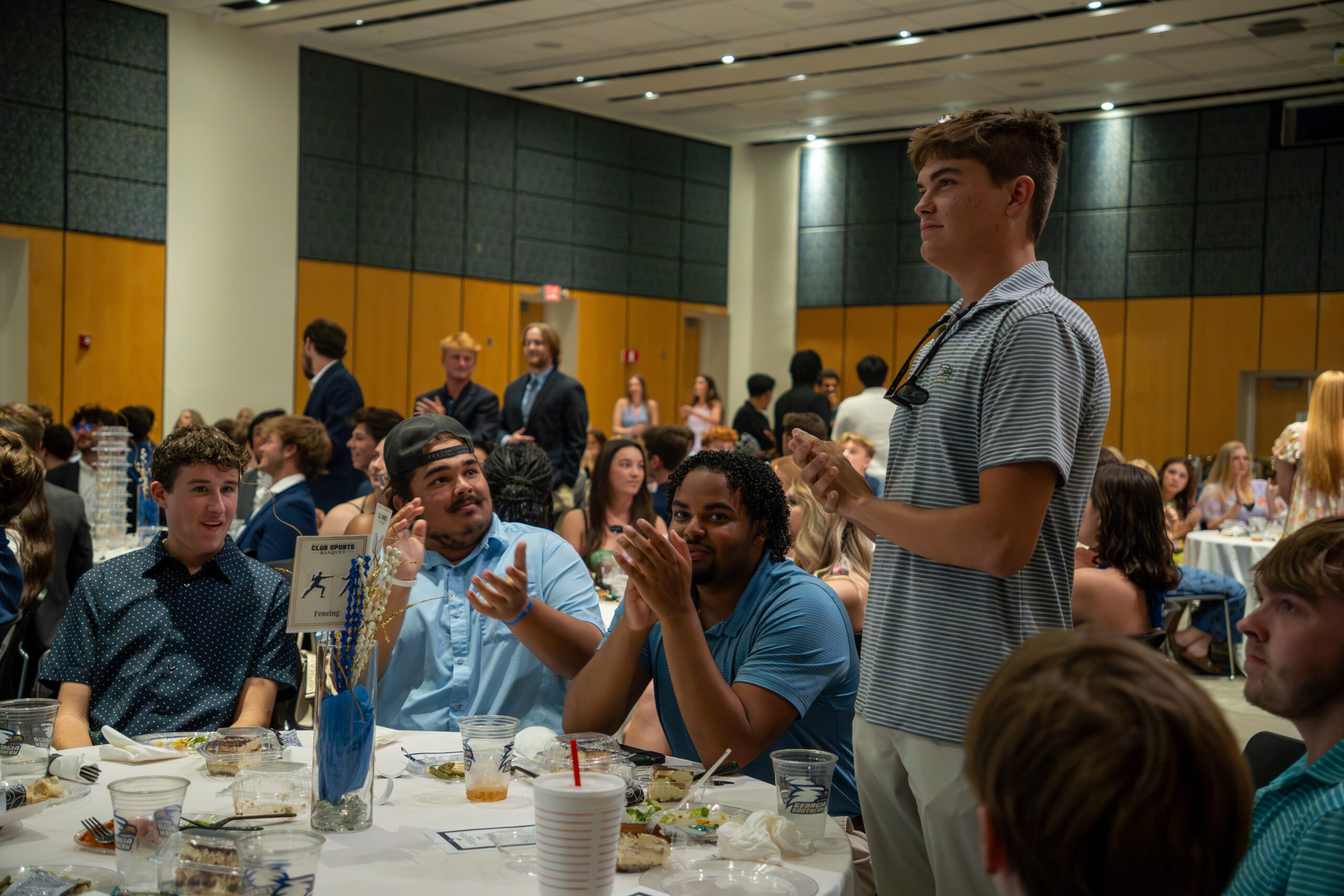 Students talking at a group meeting